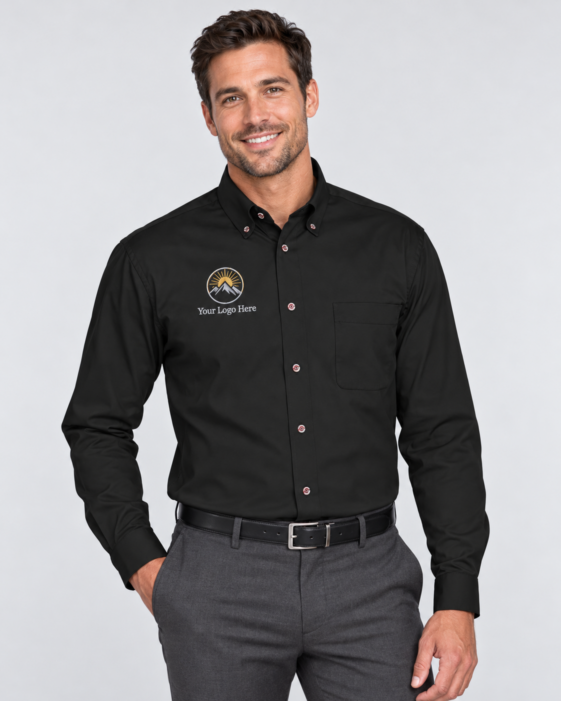 Men's Long Sleeve Shirt w/ Logo Embroidered