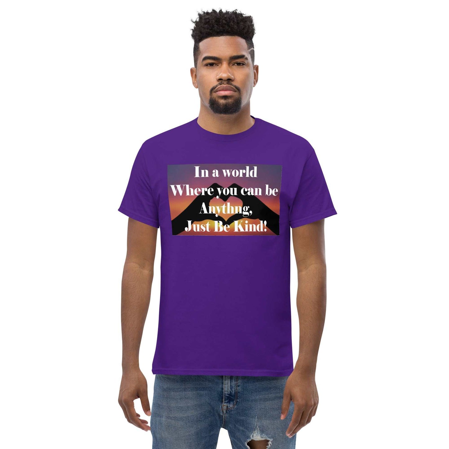 Inspirational T-Shirts - Classic Just Be Kind T-Shirt for Men - purple gold