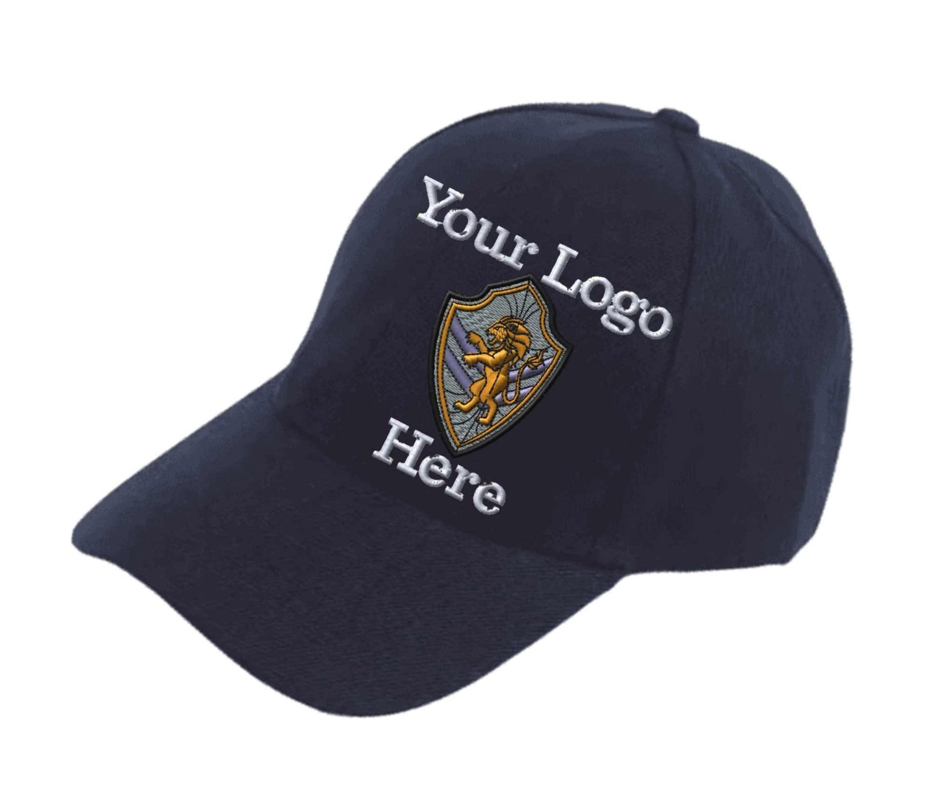 Adjustable Ball Cap Your Custom Logo Image Embroidered on Cap - navy