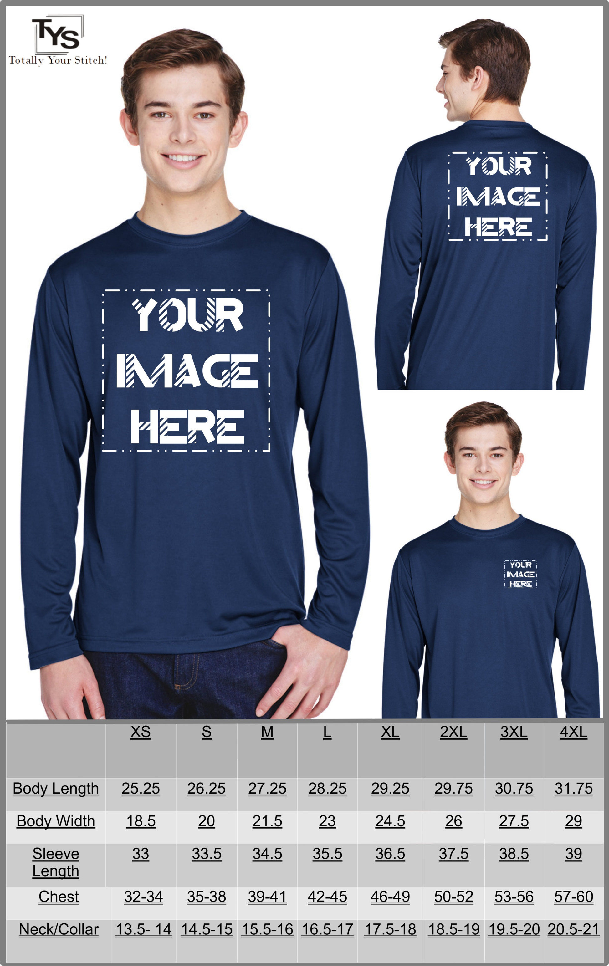 Men's Long Sleeve Custom Printed Dry Fit Sport T-shirts pack