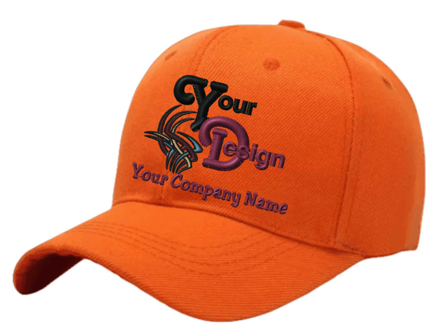 Adjustable Ball Cap Your Custom Logo Image Embroidered on Cap - orange