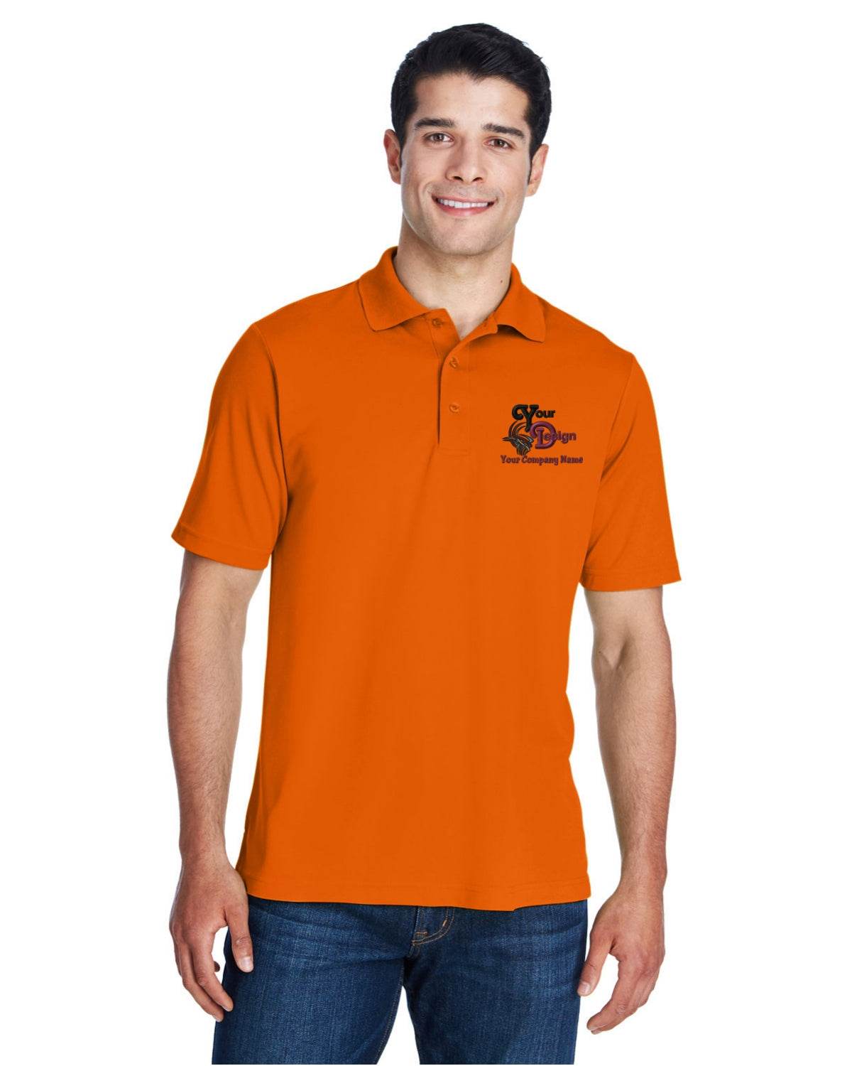 Custom Polo Shirts Your Business Logo Embroidered -FREE Caps Wholesale - orange