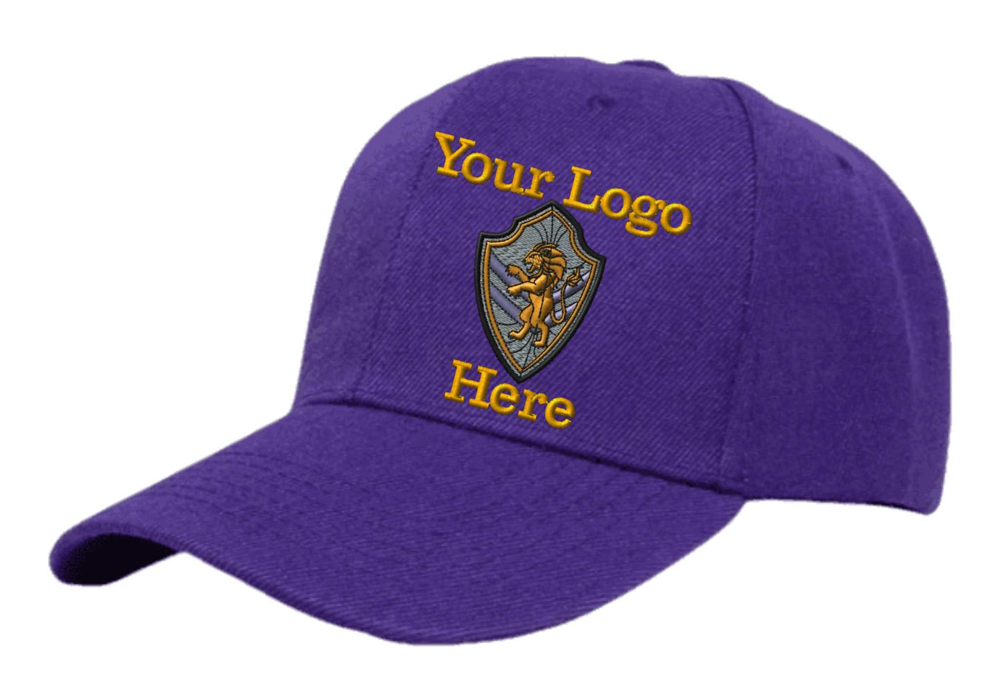 Adjustable Ball Cap Your Custom Logo Image Embroidered on Cap - purple