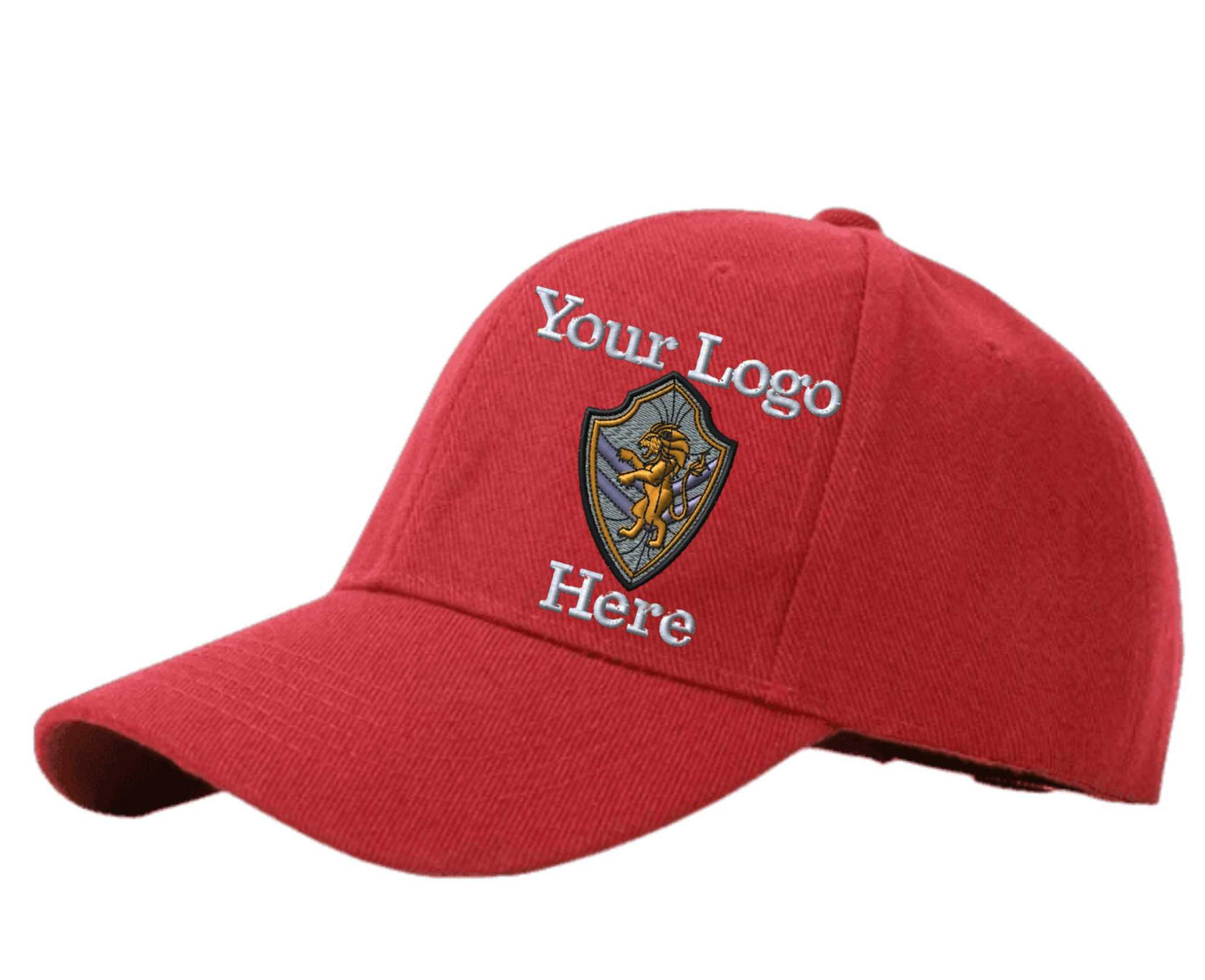 Adjustable Ball Cap Your Custom Logo Image Embroidered on Cap - red