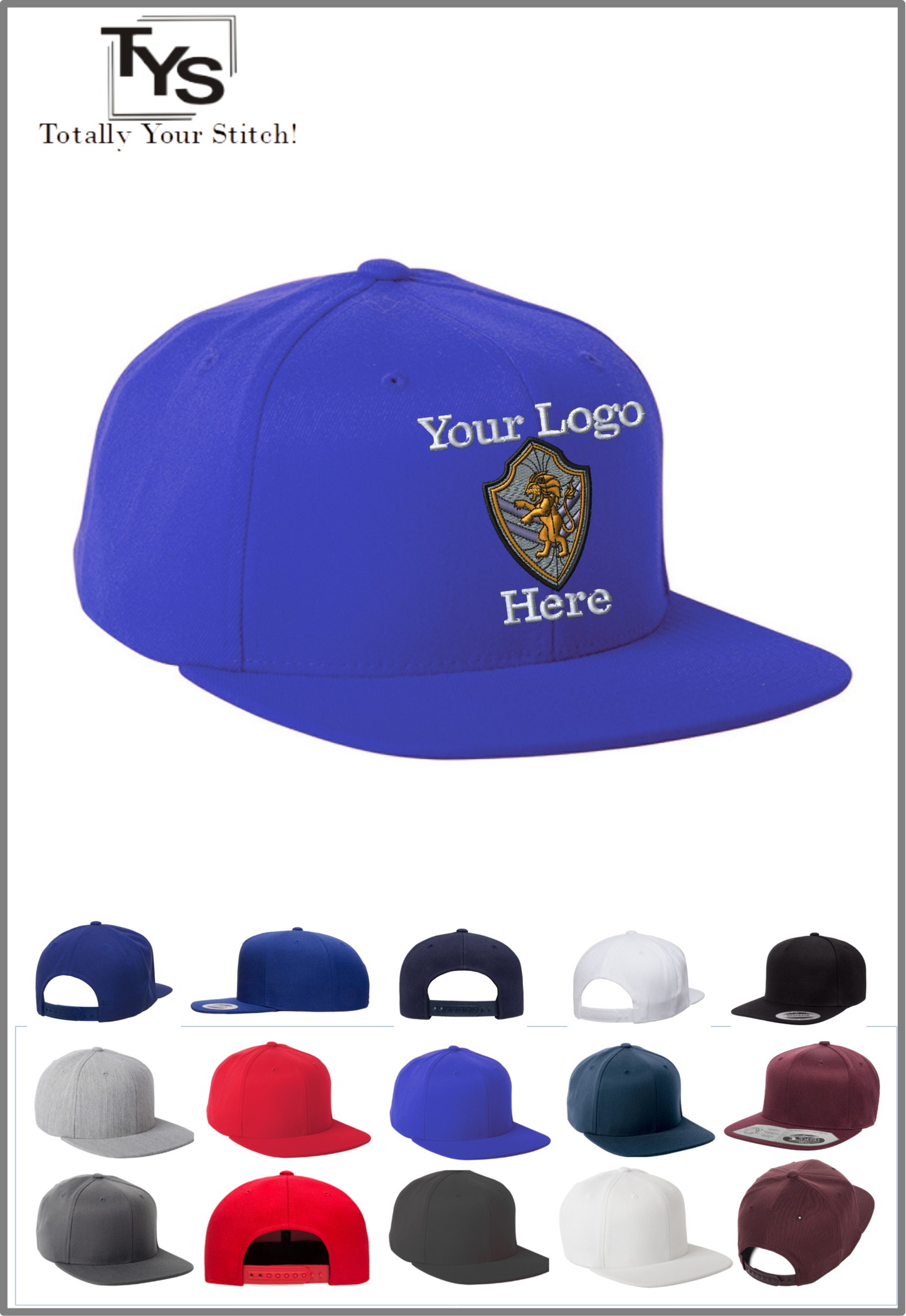 Snapback Caps with Your Company Logo Embroidered 3 Pack - royal blue