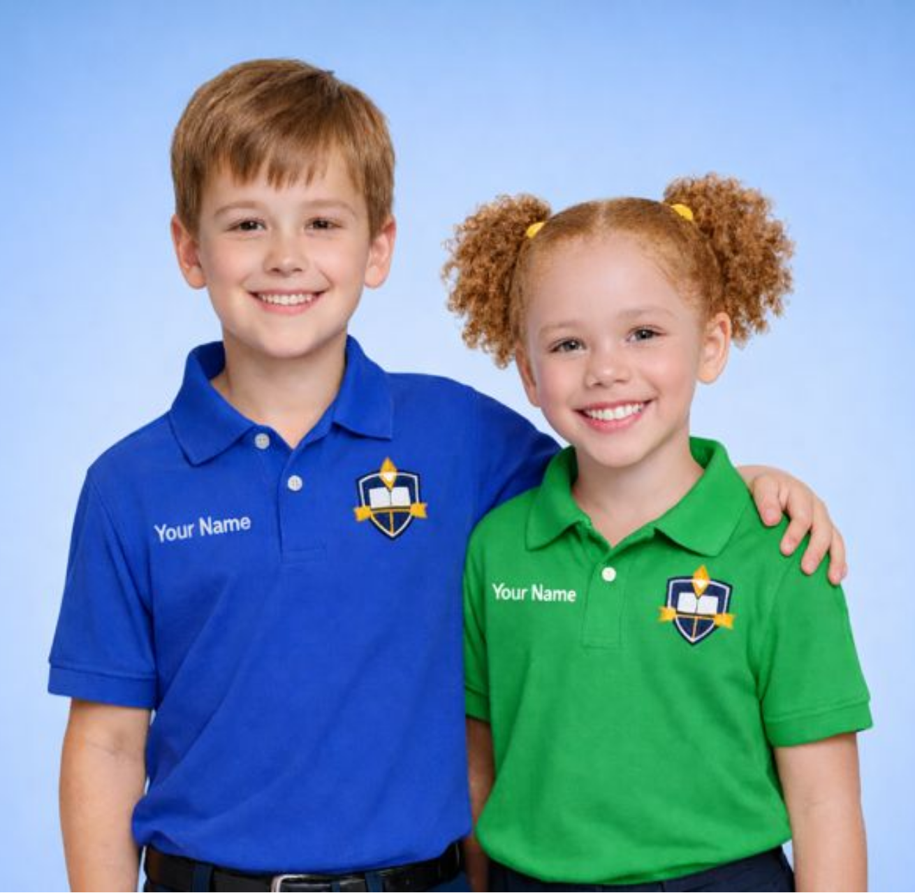 Kids Polo Shirts Custom Logo & Name Embroidered 3-Pack
