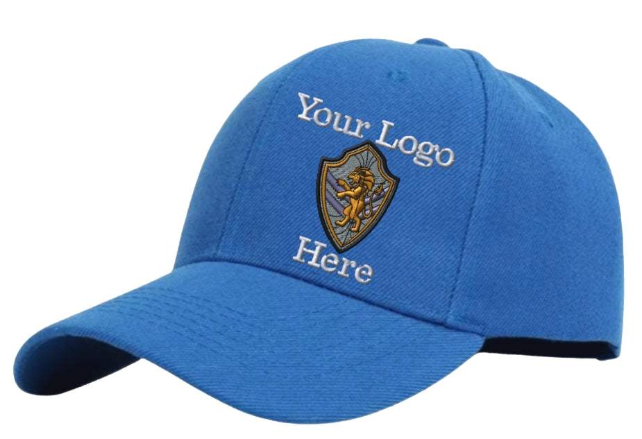 Adjustable Ball Cap Your Custom Logo Image Embroidered on Cap - royal blue