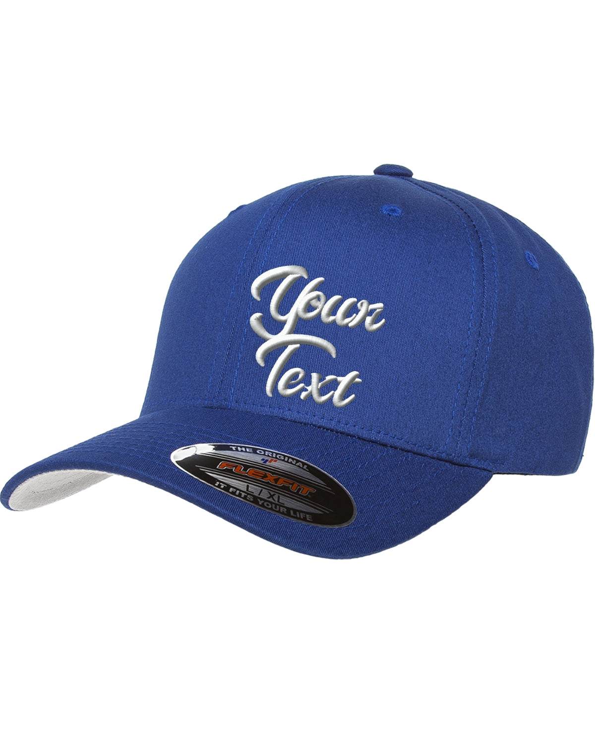 Flex Fitted Ball Caps Your Company Custom text Embroidered -3 Pack navy blue