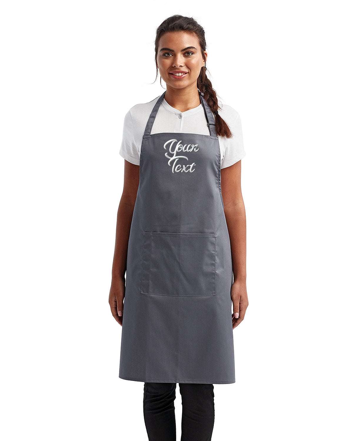 Restaurant Aprons with Your Company Name Embroidered - 3 Pack dark grey