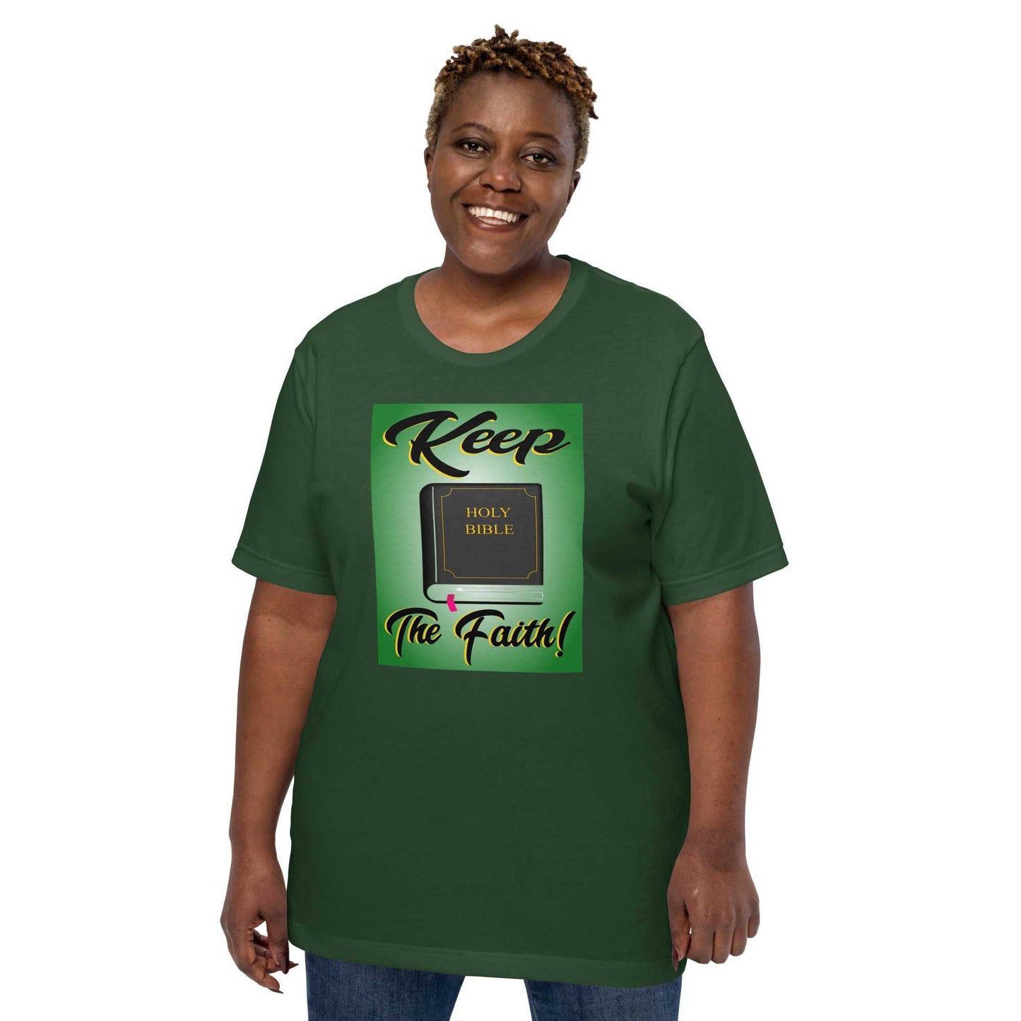 Unisex Keep the Faith T-Shirt - Inspirational T-Shirts- Custom Printed - green