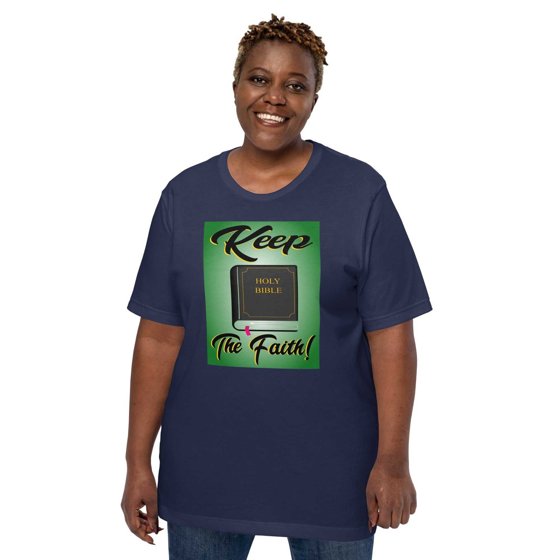 Unisex Keep the Faith T-Shirt - Inspirational T-Shirts- Custom Printed - navy