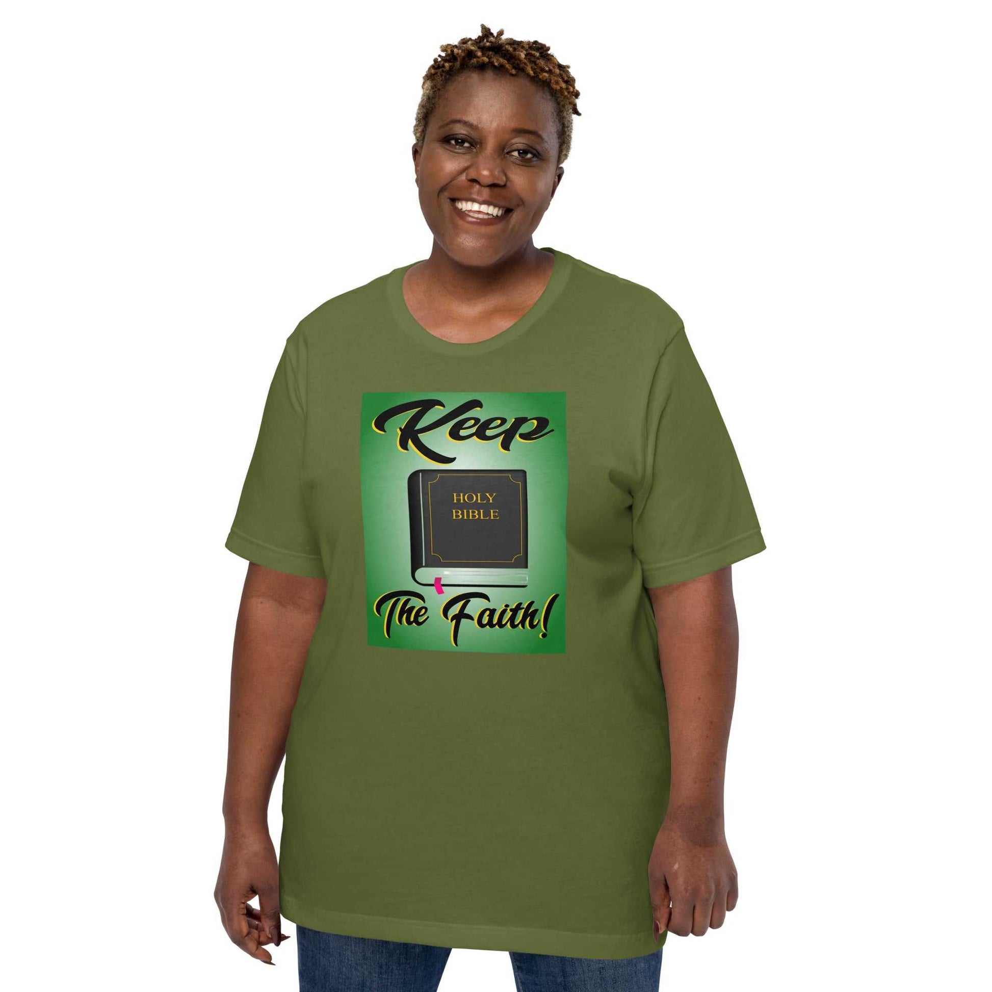 Unisex Keep the Faith T-Shirt - Inspirational T-Shirts- Custom Printed - Olive