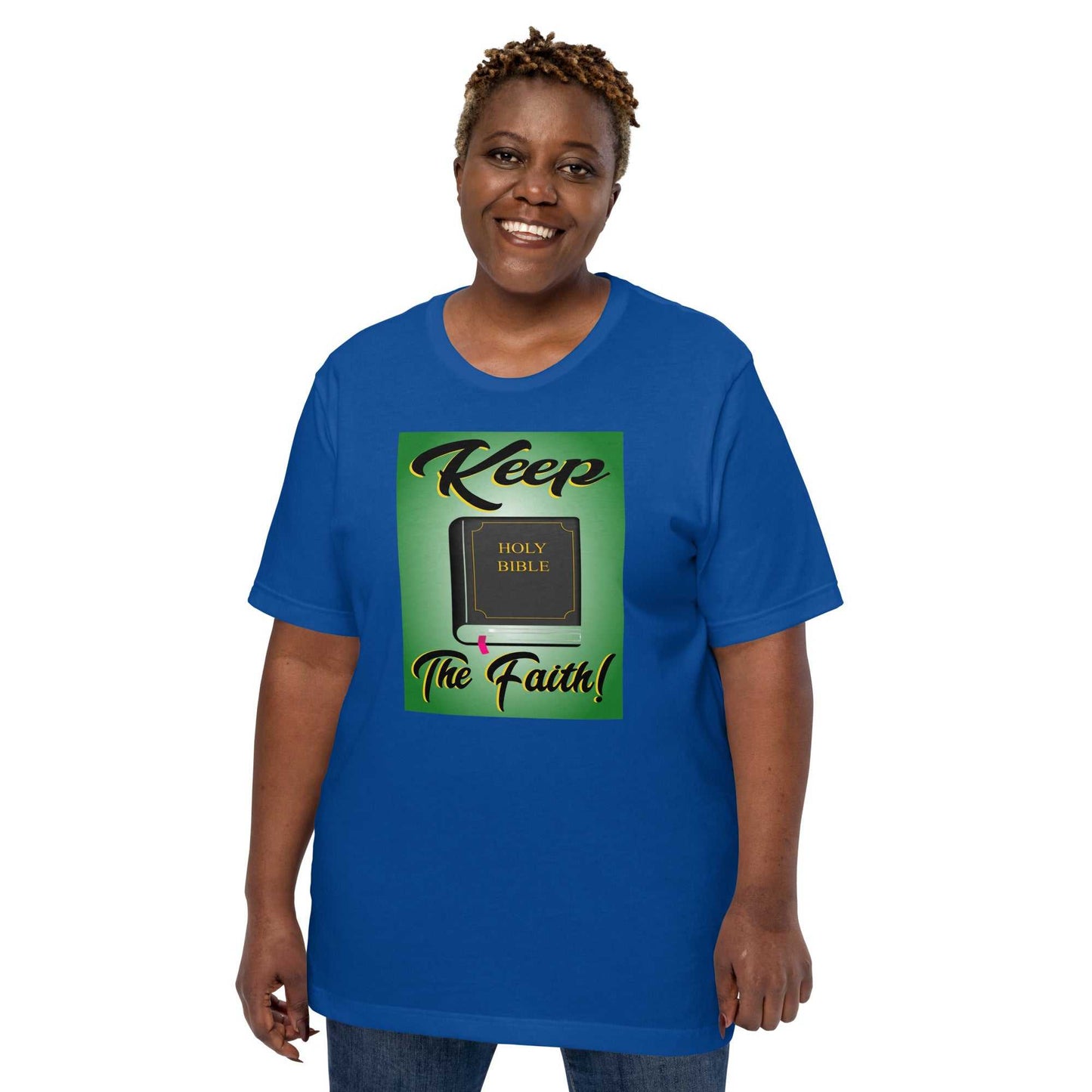 Unisex Keep the Faith T-Shirt - Inspirational T-Shirts- Custom Printed - royal blue