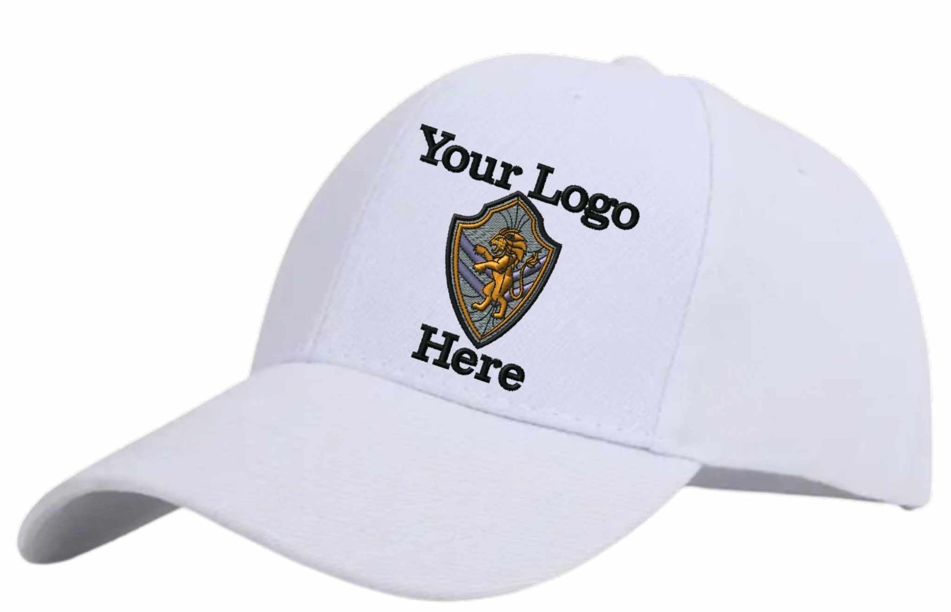 Adjustable Ball Cap Your Custom Logo Image Embroidered on Cap - white