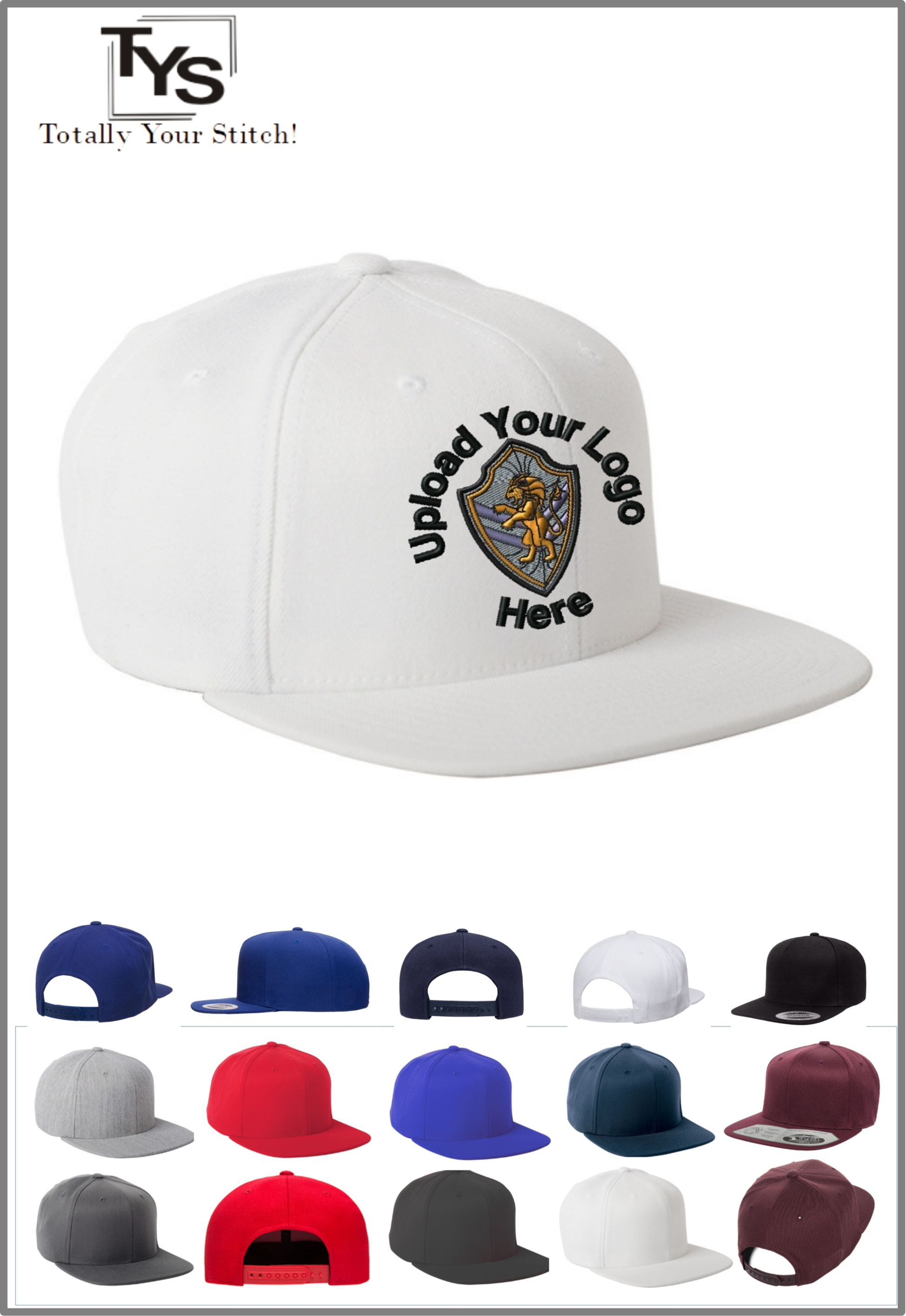 Snapback Caps with Your Company Logo Embroidered 3 Pack - white