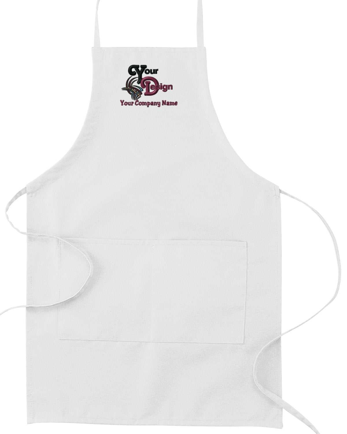 Protective Apron With Your Personalized Image Logo Embroidered - white