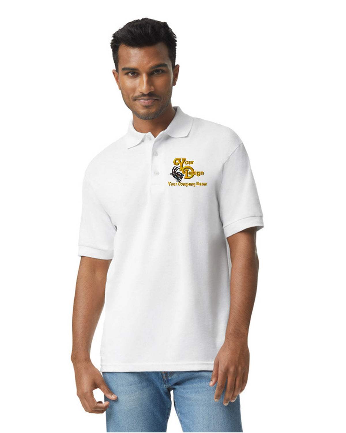 Wholesale Polo Shirts Custom Business Logo Embroidered 1 Dozen - white