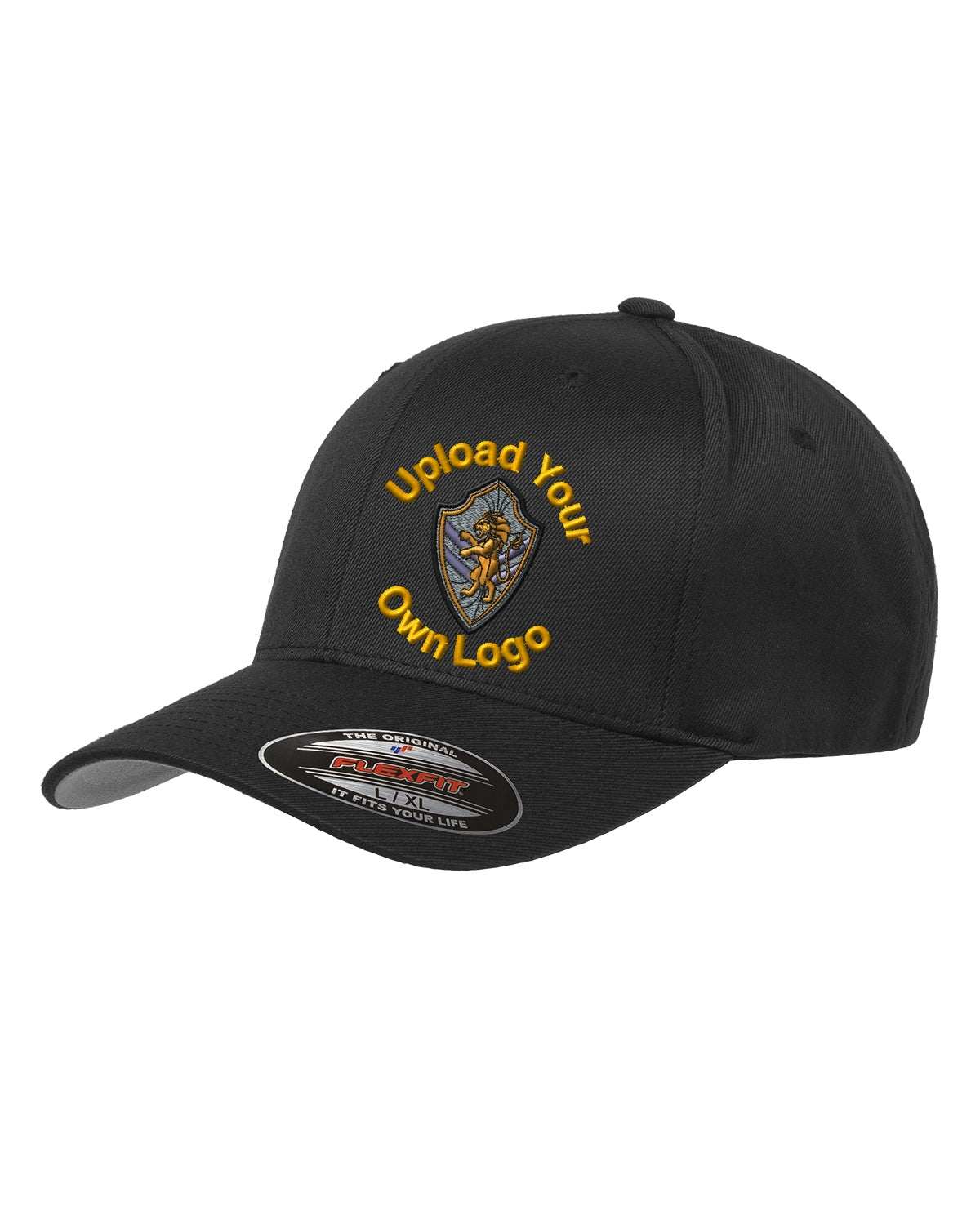 Flex Fitted Ball Cap with Your Company Logo Embroidered - black