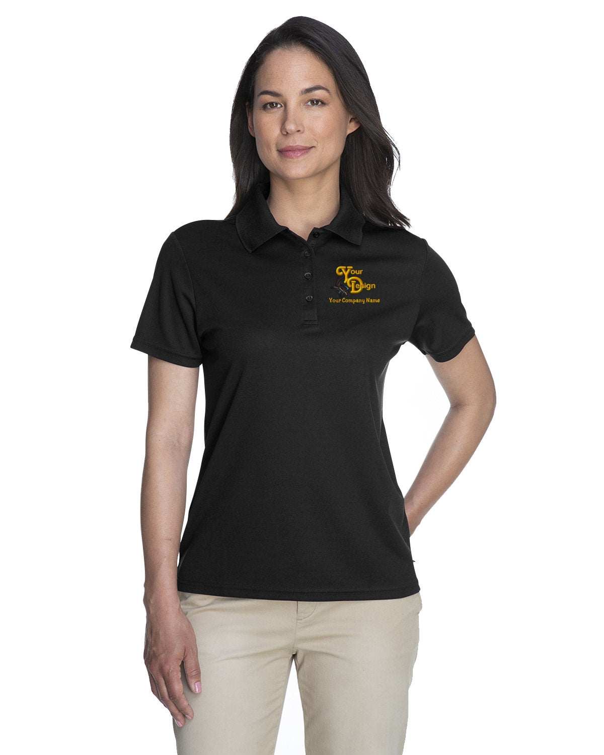 Premium Dry-Fit Polo Shirt - Your Custom Business Logo Embroidered - black