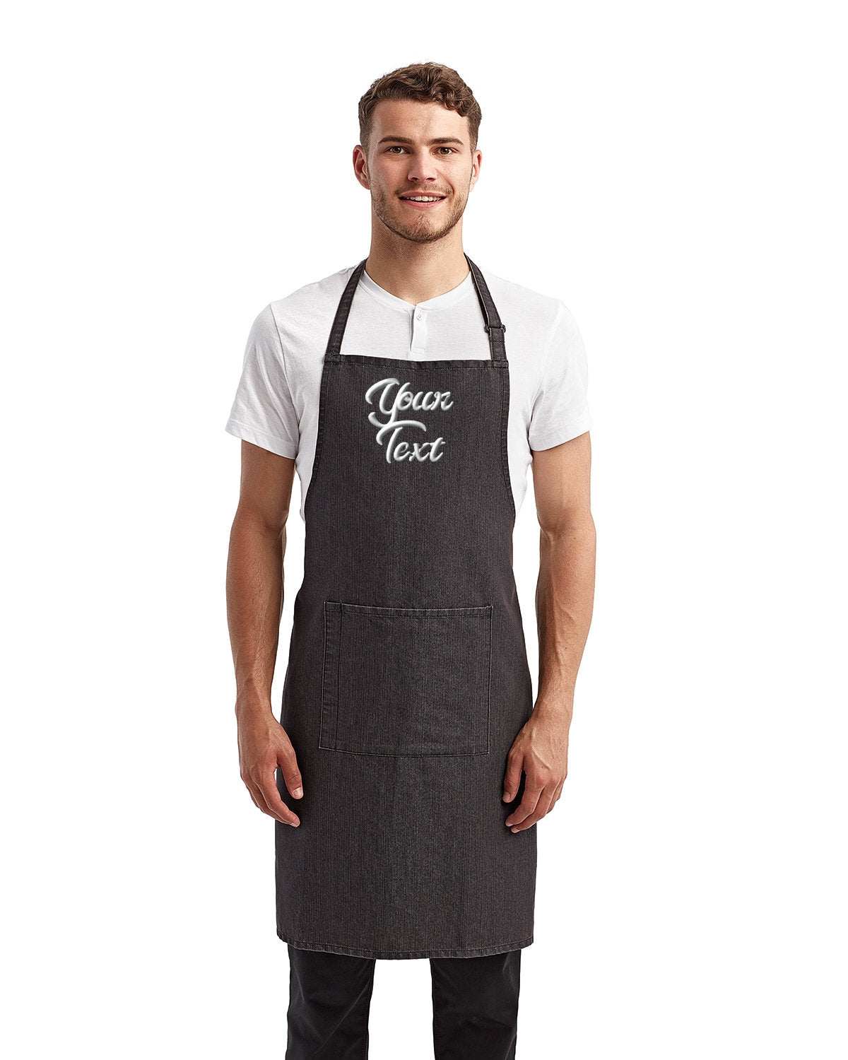 Unisex Protective Apron with Your Custom Text Personalized Embroidered denim