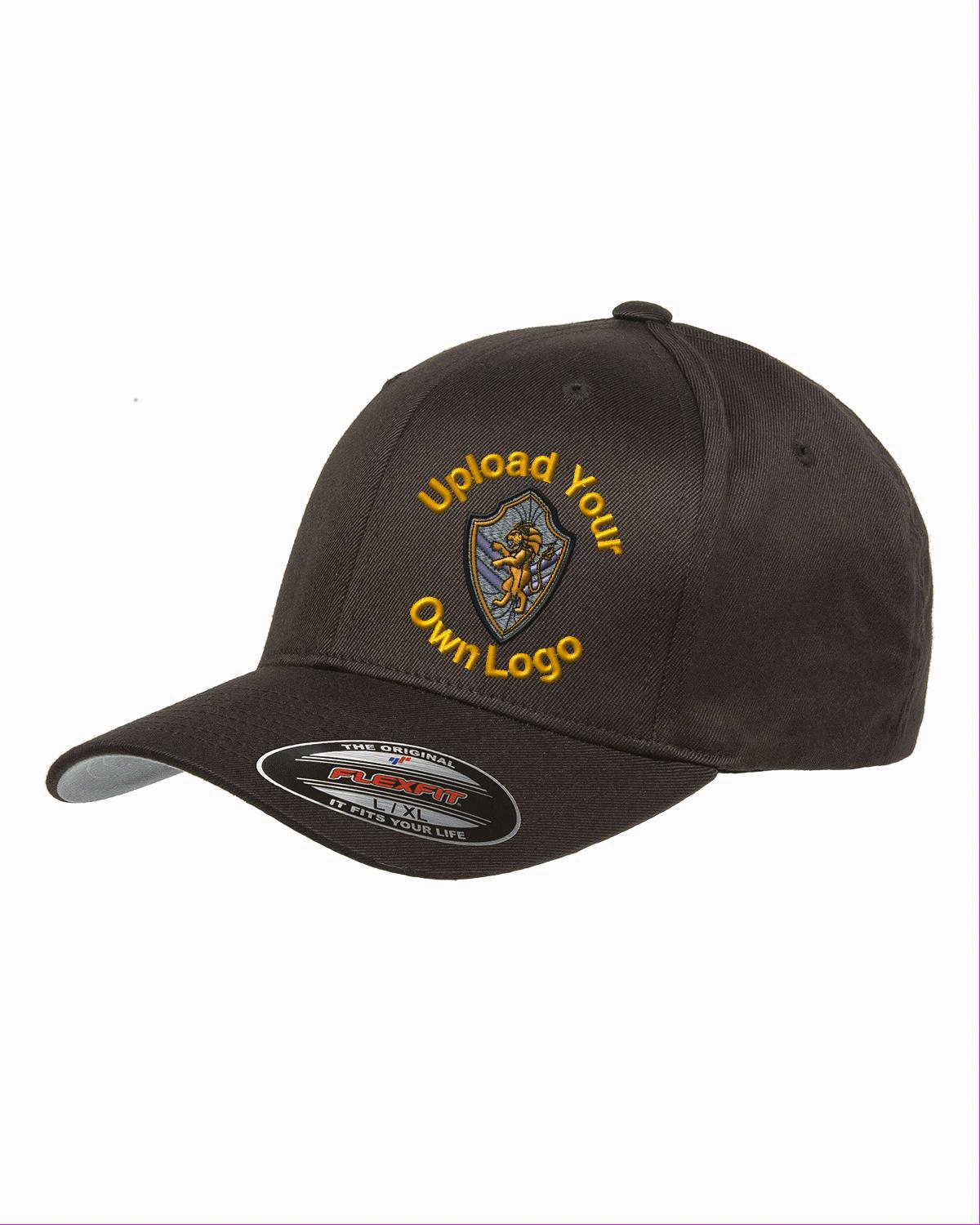 Flex Fitted Ball Caps Your Company Logo Embroidered -3 Pack brown