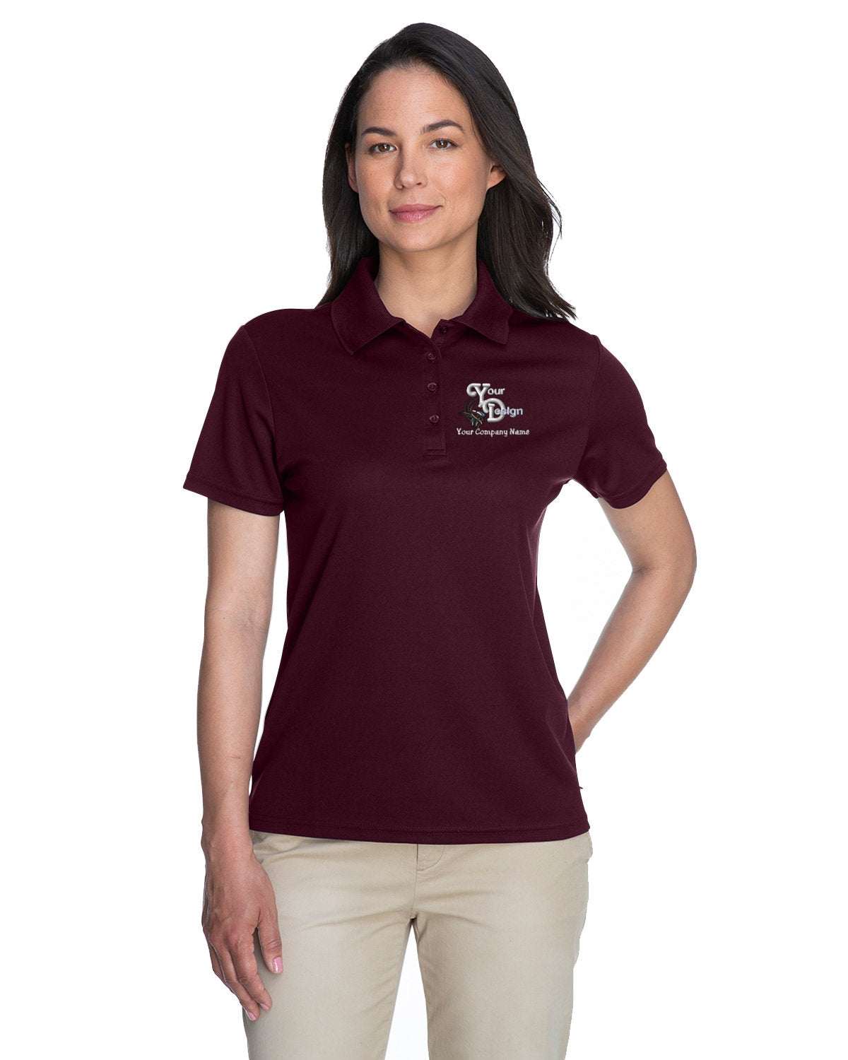 Premium Dry-Fit Polo Shirt - Your Custom Business Logo Embroidered - burgundy