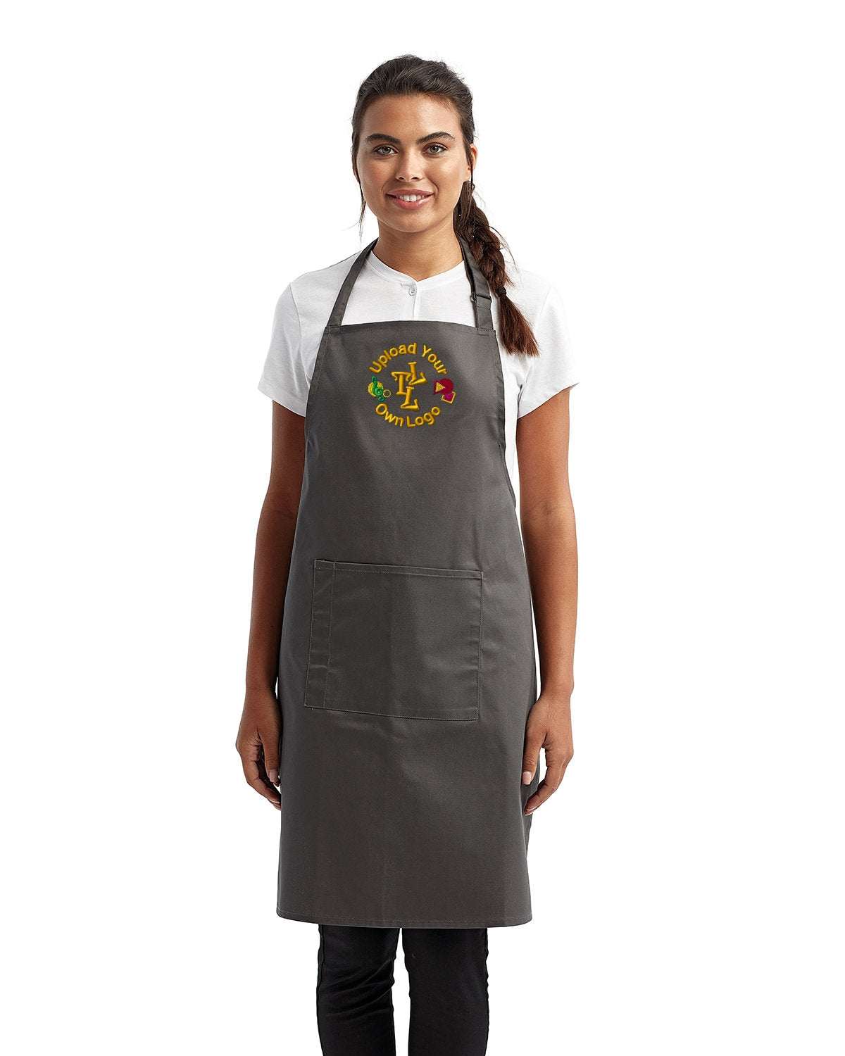 Chef Cooking Apron with Your Restaurant Logo Embroidered dark grey