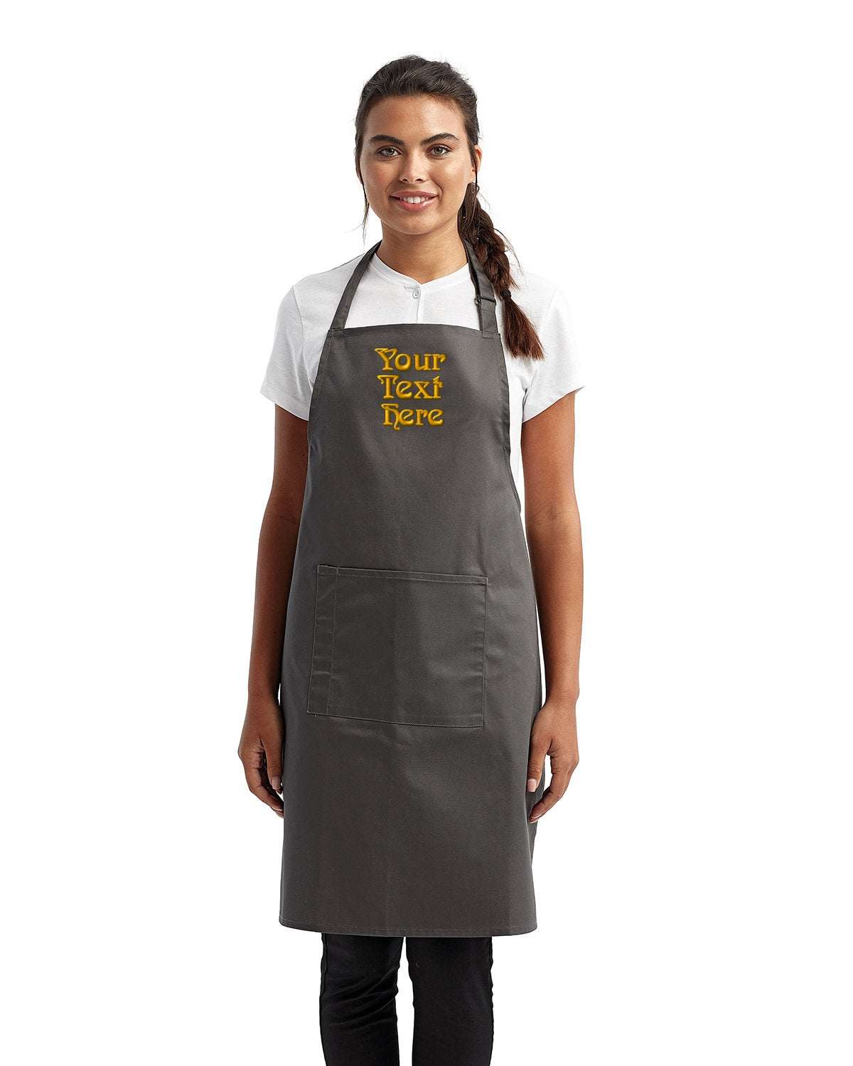 Unisex Protective Apron with Your Custom Text Personalized Embroidered grey