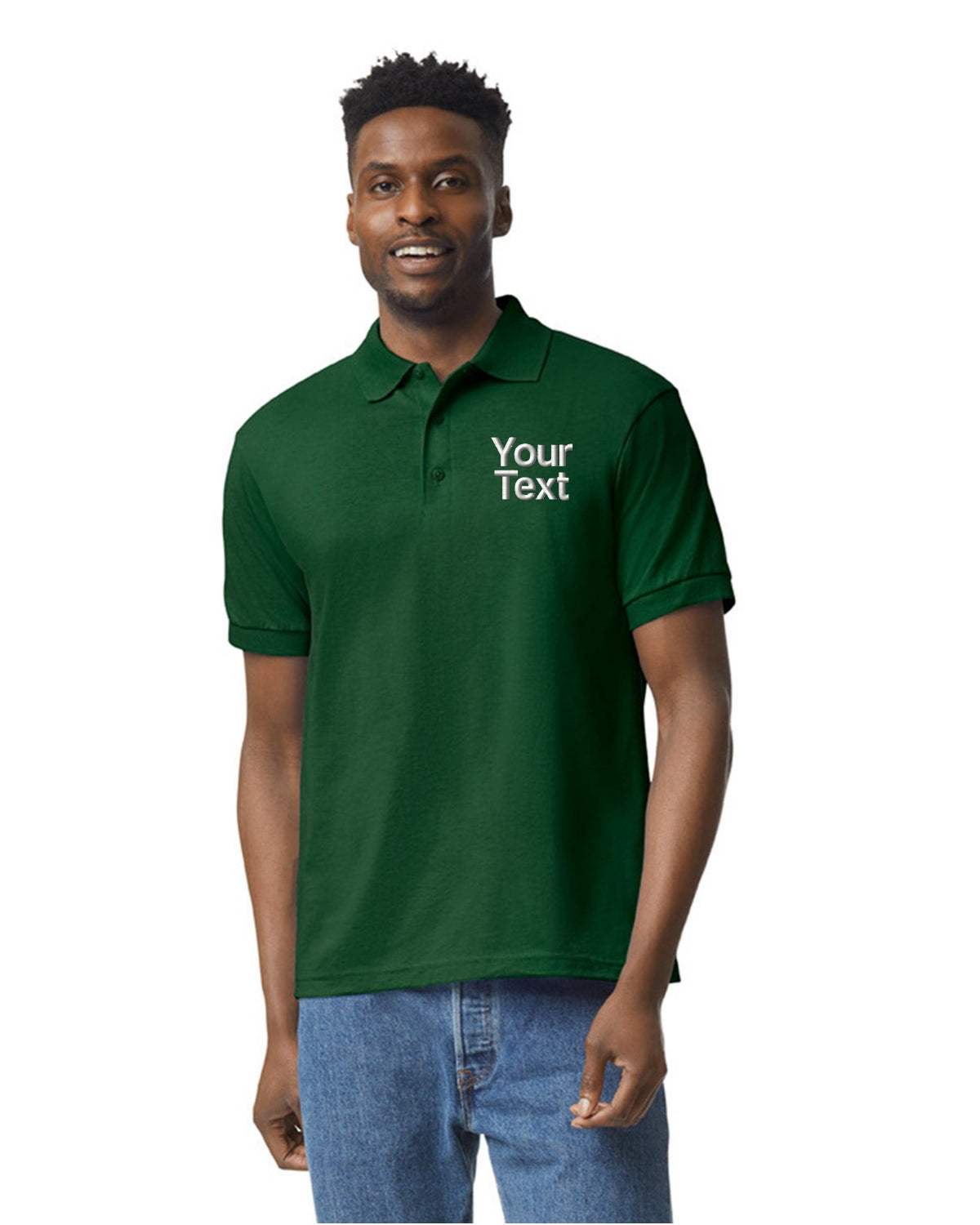 Classic Polo Shirt with Your Personalized Company Text Embroidered - green