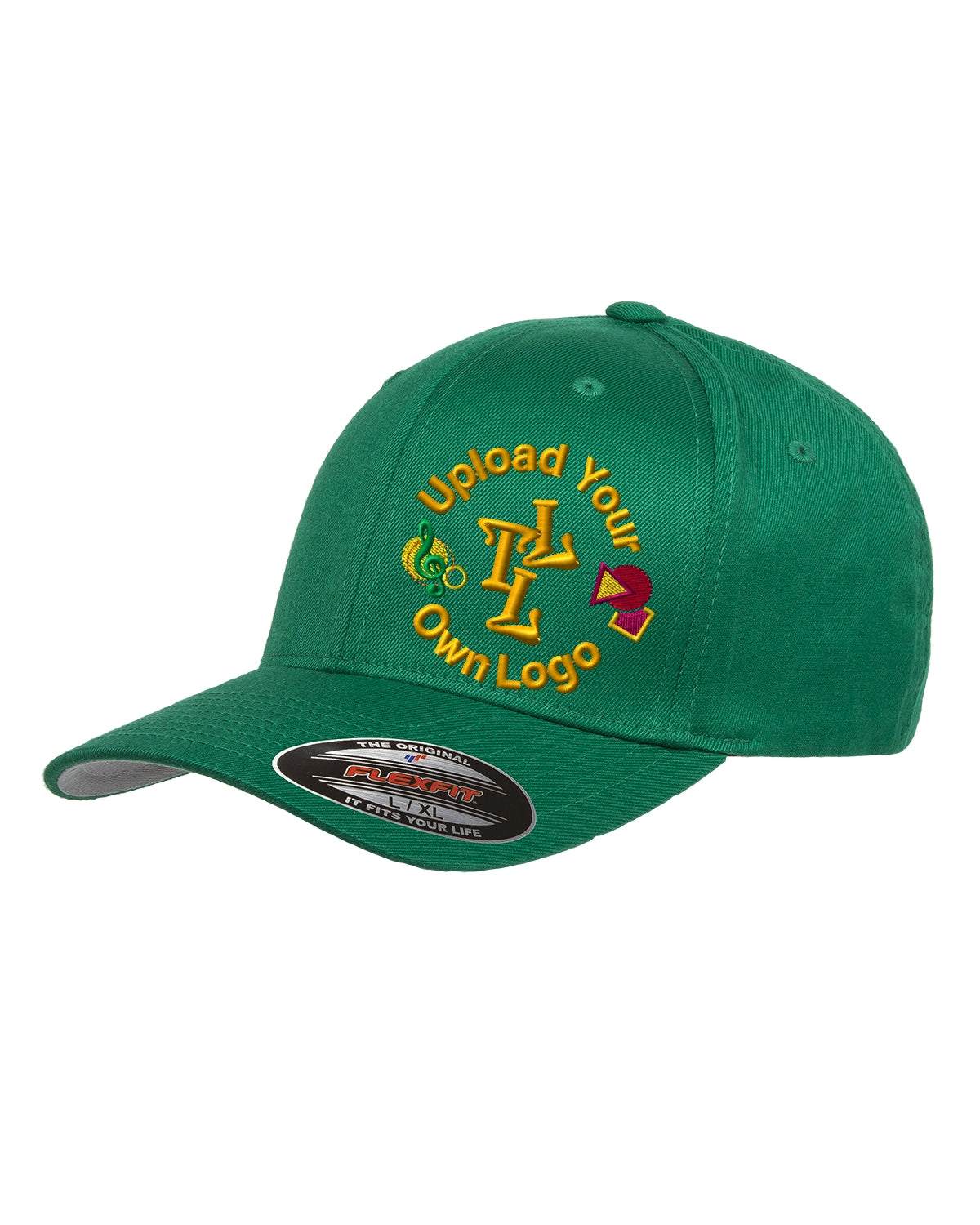 Flex Fitted Ball Cap with Your Company Logo Embroidered - kelly green
