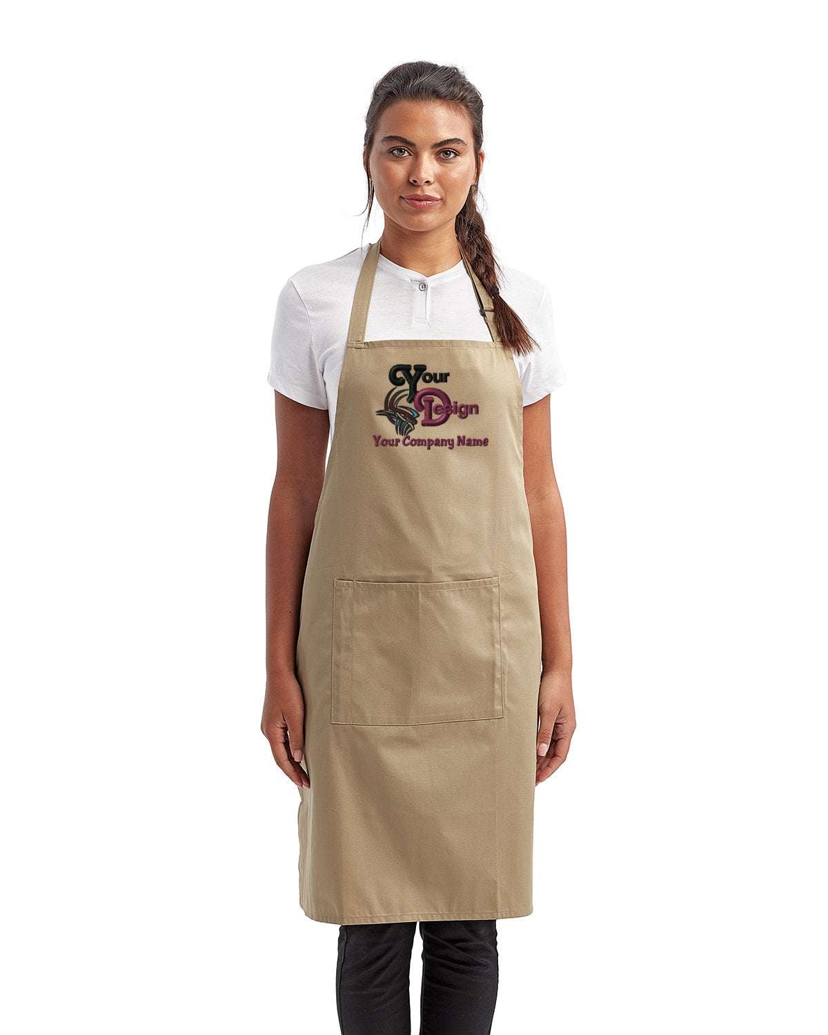 Chef Cooking Apron with Your Restaurant Logo Embroidered khaki