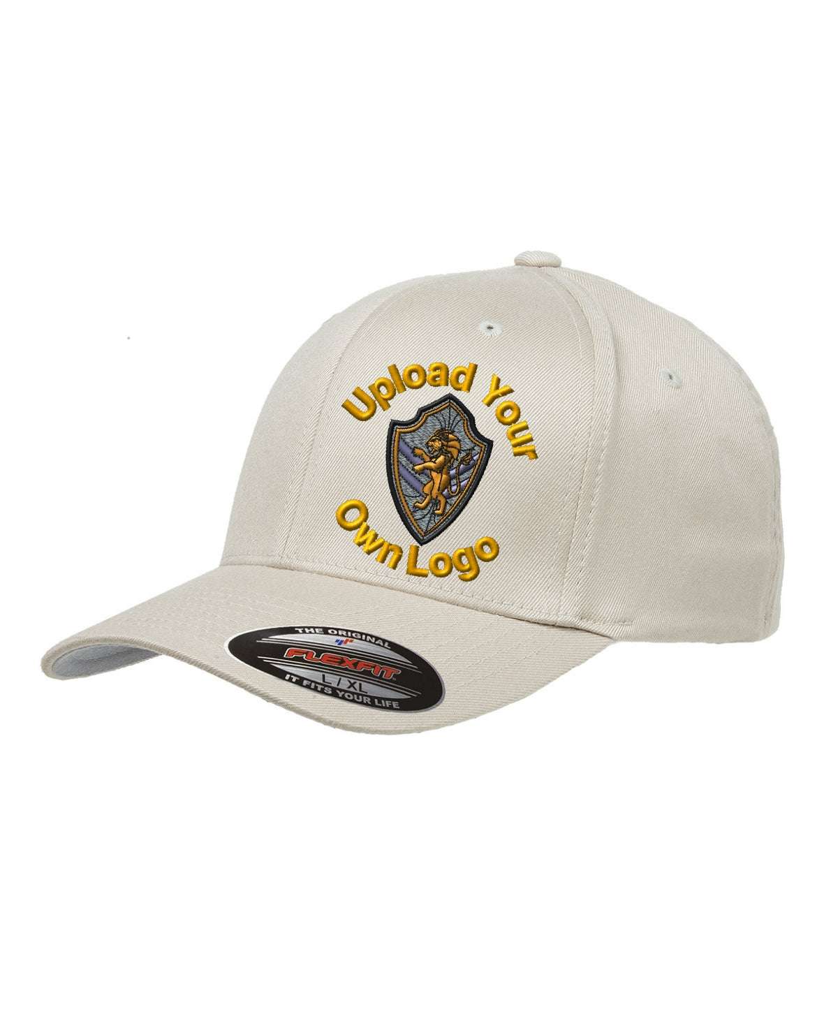 Flex Fitted Ball Cap with Your Company Logo Embroidered - khaki