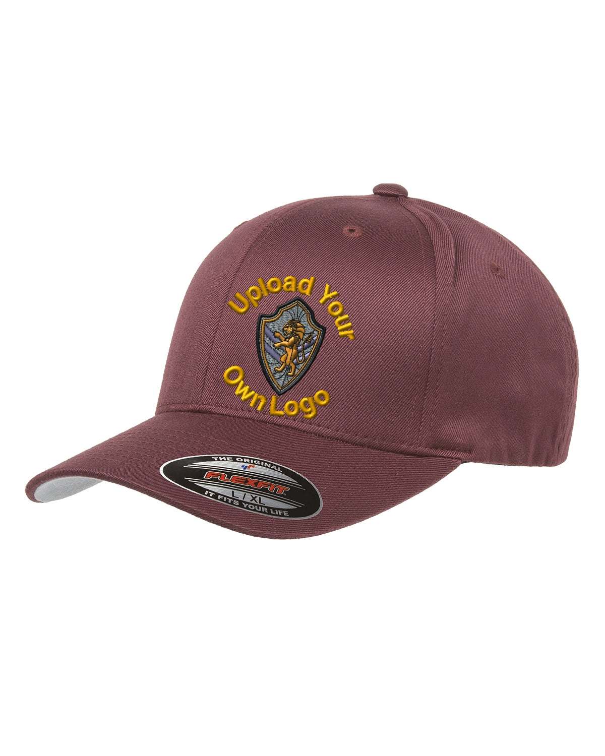 Flex Fitted Ball Cap with Your Company Logo Embroidered - burgundy
