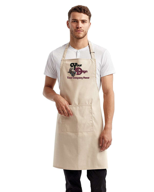 Chef Cooking Apron with Your Restaurant Logo Embroidered - natural