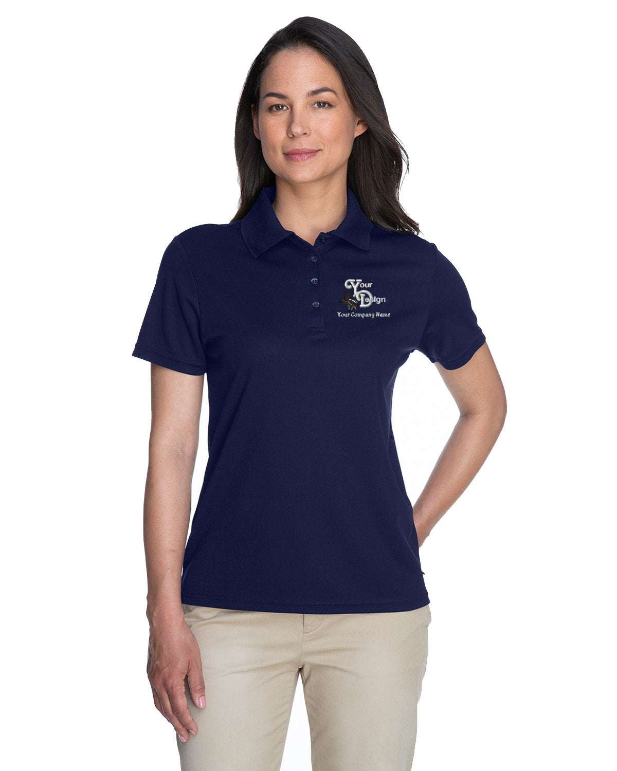 Premium Dry-Fit Polo Shirt - Your Custom Business Logo Embroidered - navy