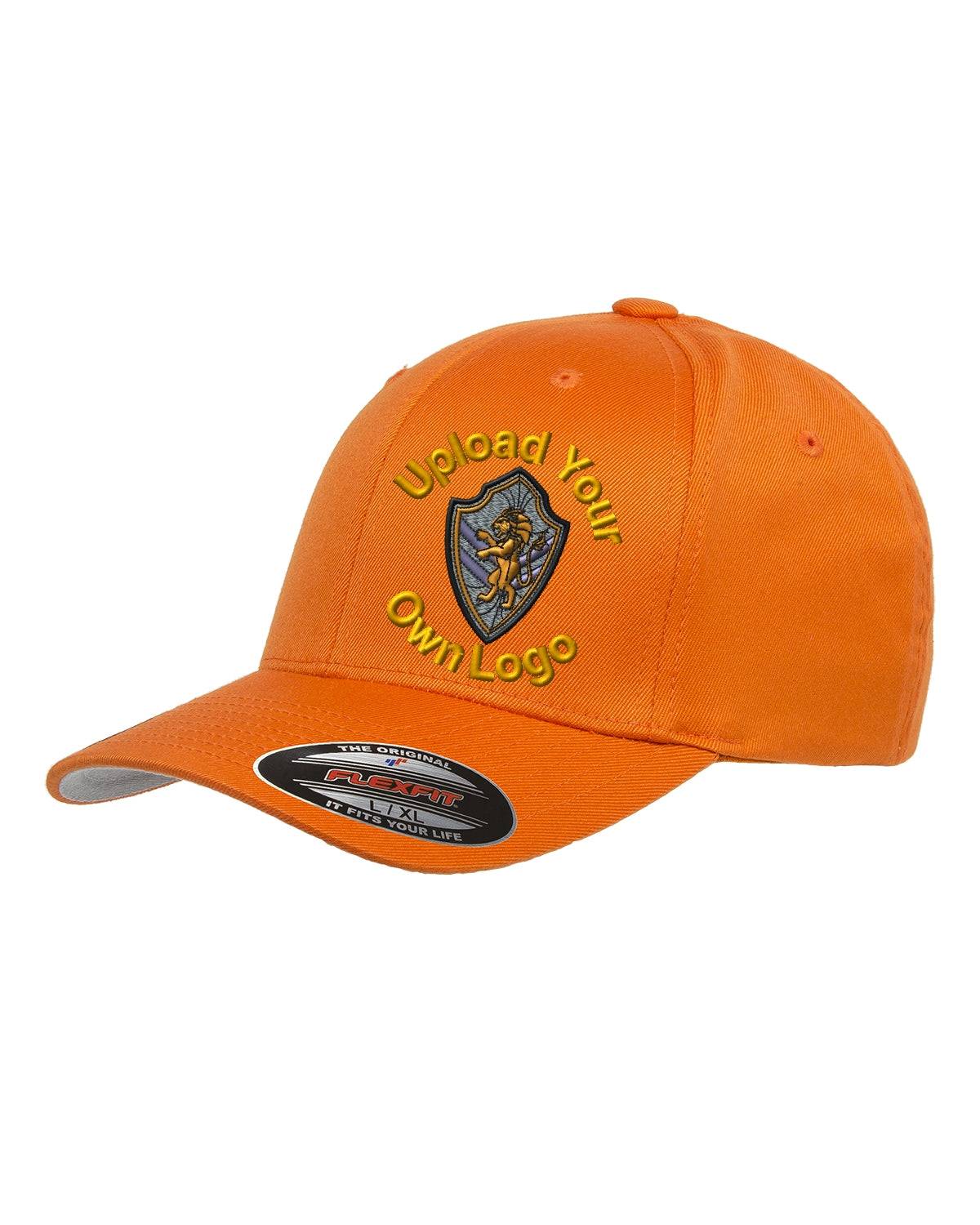 Flex Fitted Ball Caps Your Company Logo Embroidered -3 Pack orange