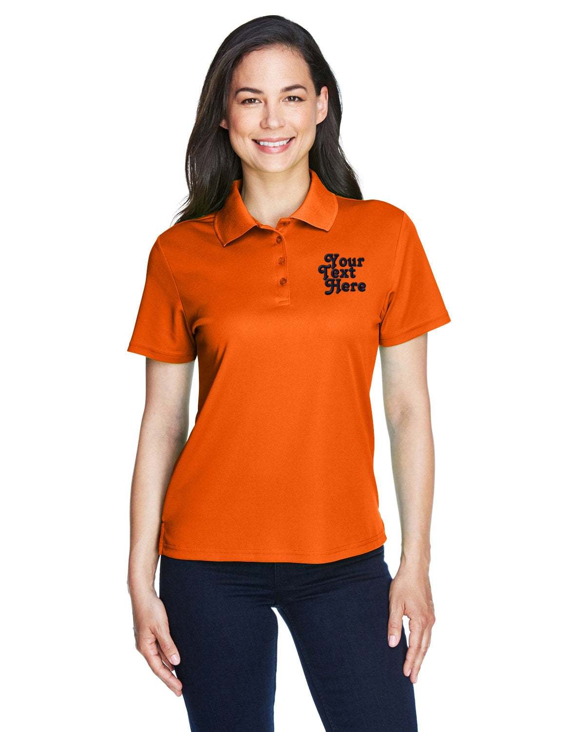 Dry-Fit Polo Shirt With Your Custom Text Embroidered - Women - orange