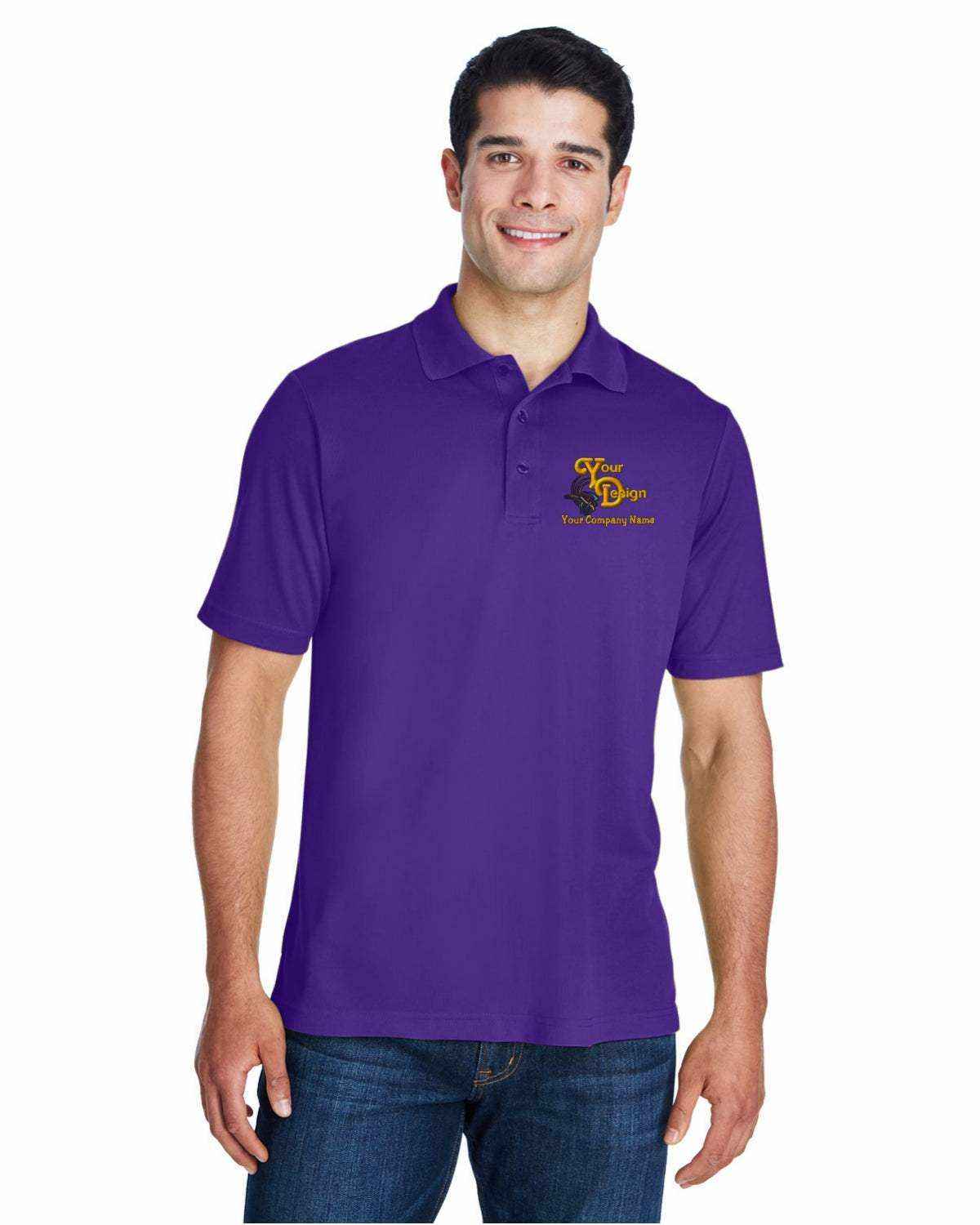 Sport Polo Shirts With Custom Company Logo Embroidered-Men-3-Pack - purple