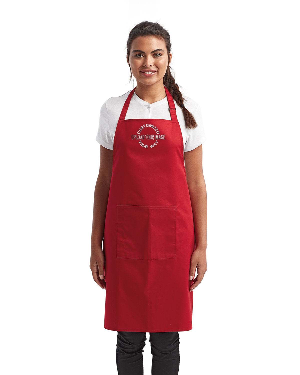 Chef Cooking Apron with Your Restaurant Logo Embroidered red