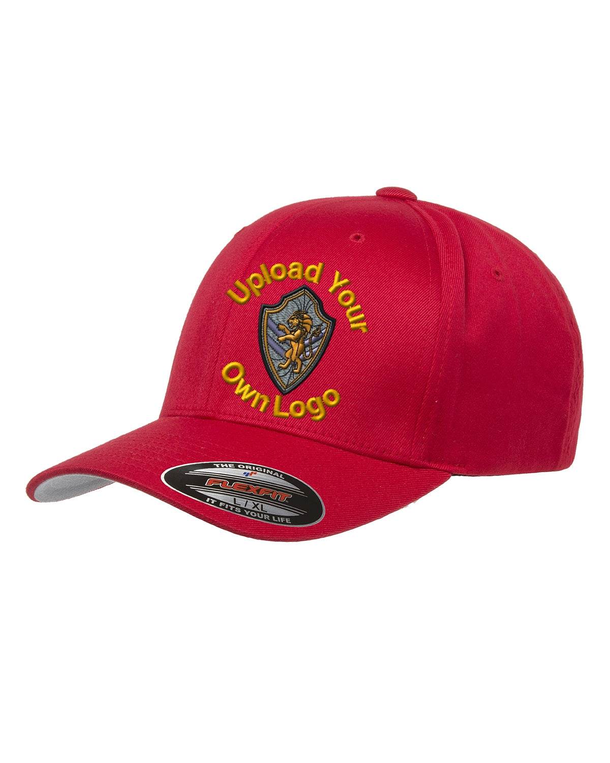 Flex Fitted Ball Cap with Your Company Logo Embroidered - red