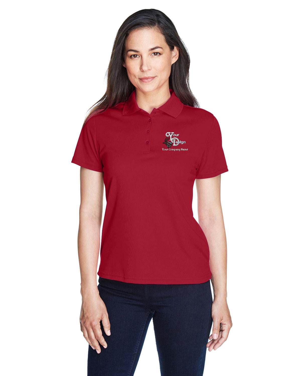 Premium Dry-Fit Polo Shirt - Your Custom Business Logo Embroidered - red