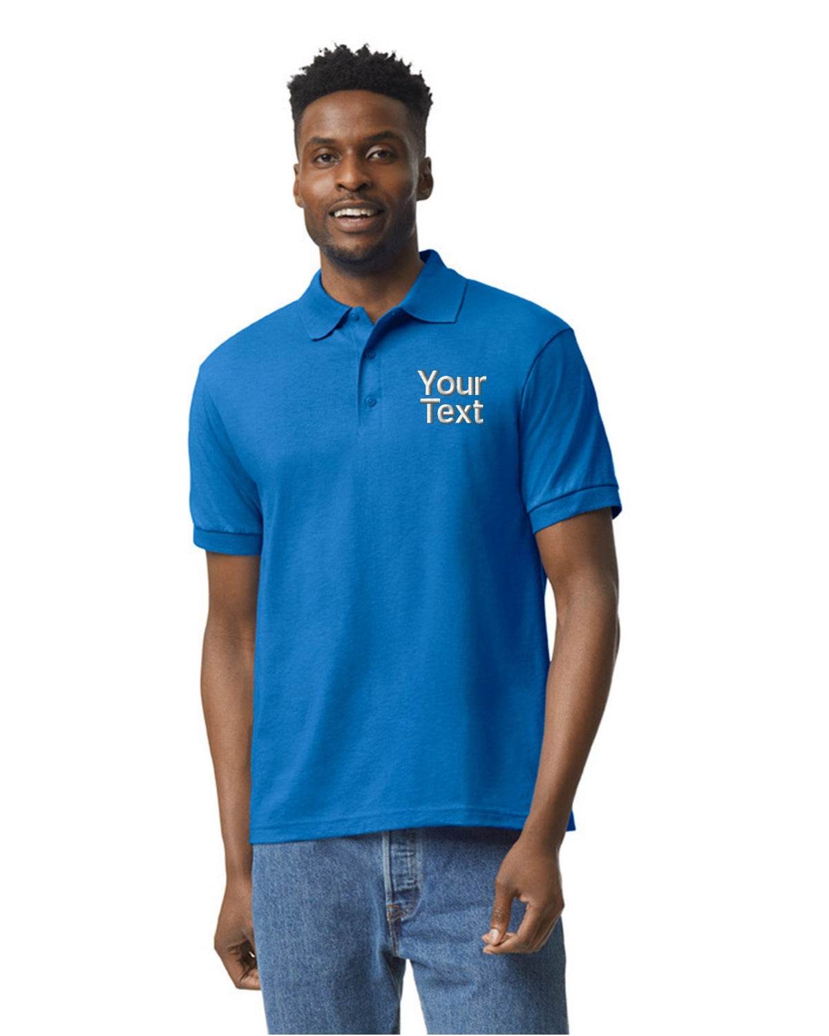 Classic Polo Shirt with Your Personalized Company Text Embroidered - royal blue