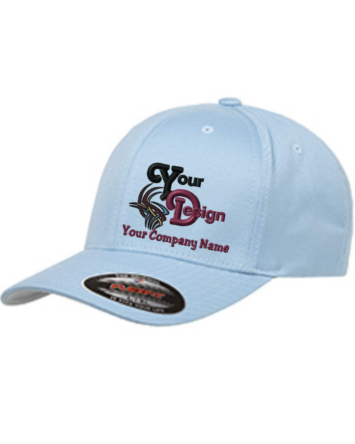 Flex Fitted Ball Cap with Your Company Logo Embroidered sky blue