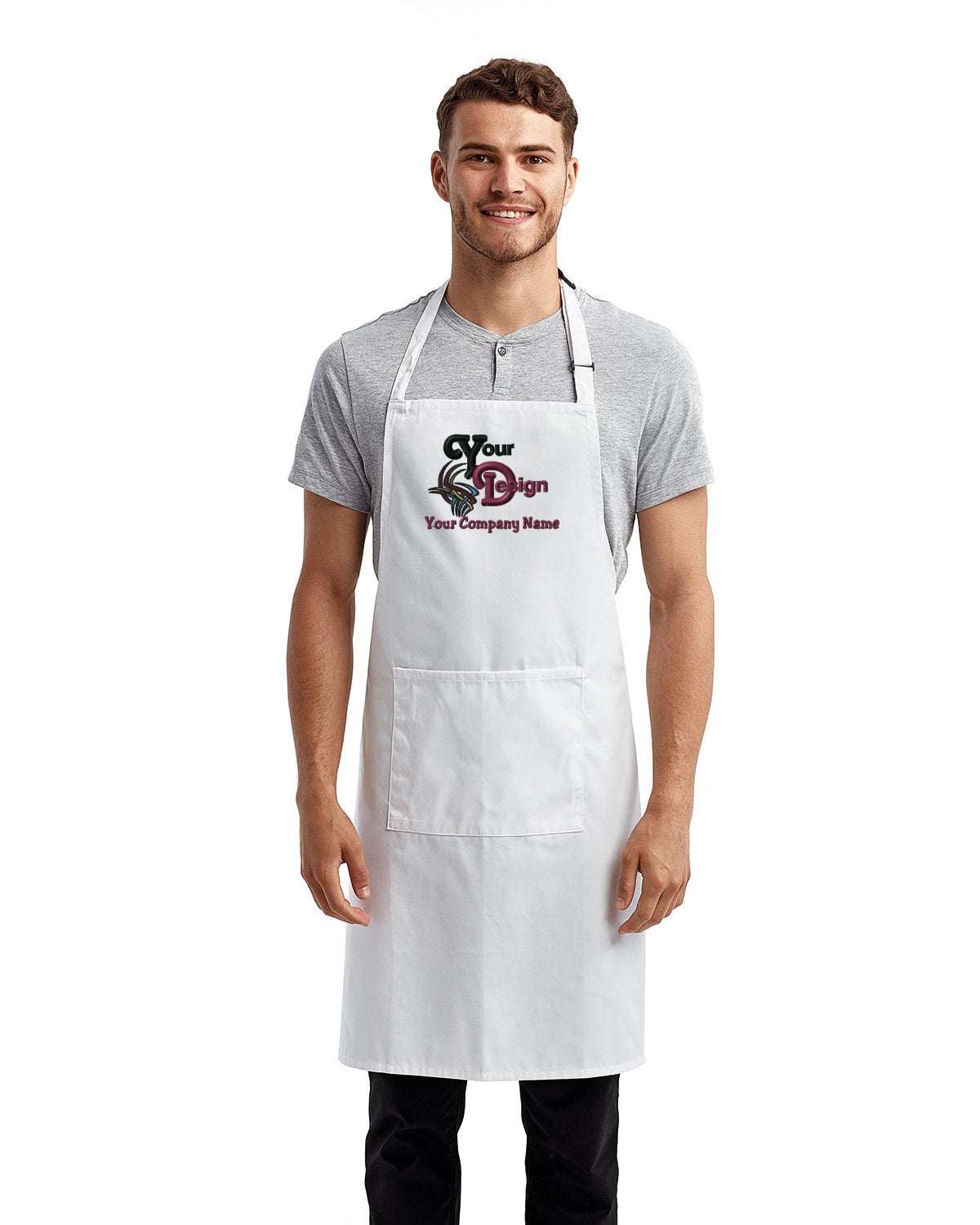 Chef Cooking Apron with Your Restaurant Logo Embroidered white