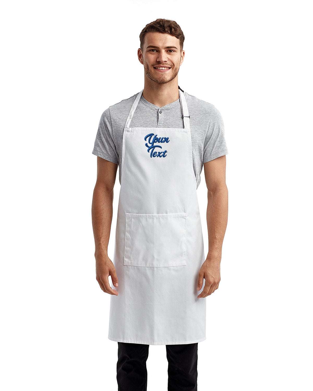 Unisex Protective Apron with Your Custom Text Personalized Embroidered white