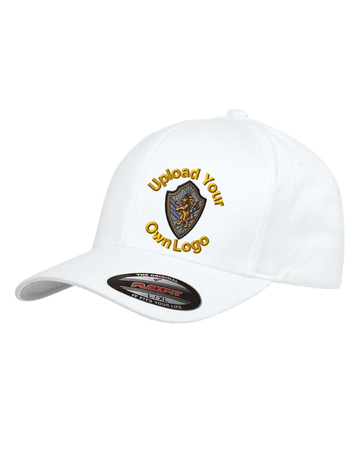 Flex Fitted Ball Caps Your Company Logo Embroidered -3 Pack white